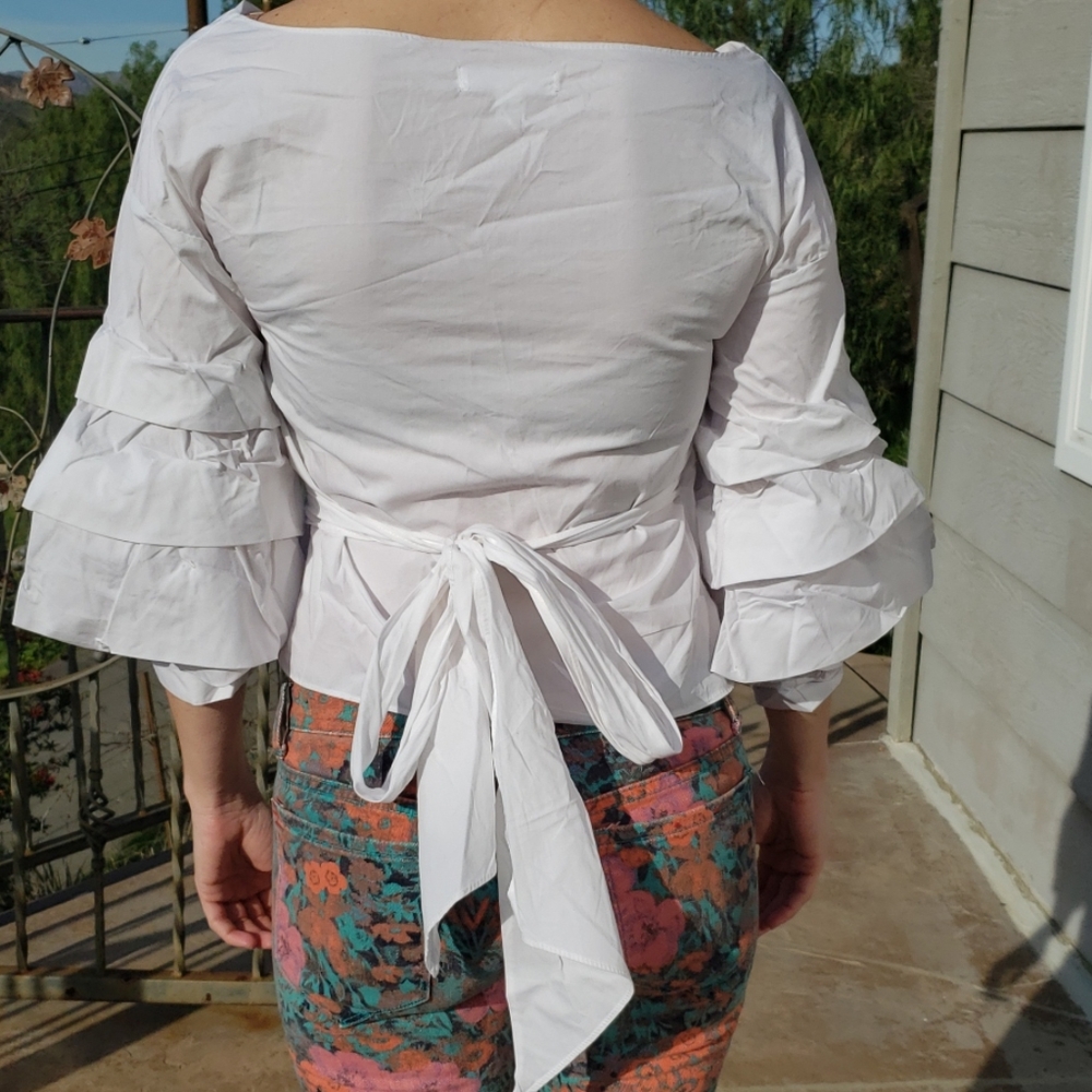 Ruffle Sleeve Wrap Top